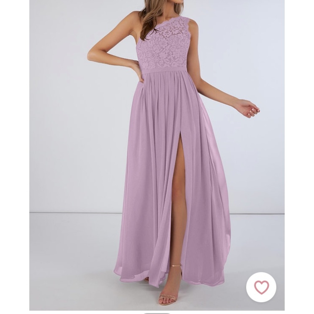 Azazie vintage mauve one shoulder dress - Picture 3 of 3